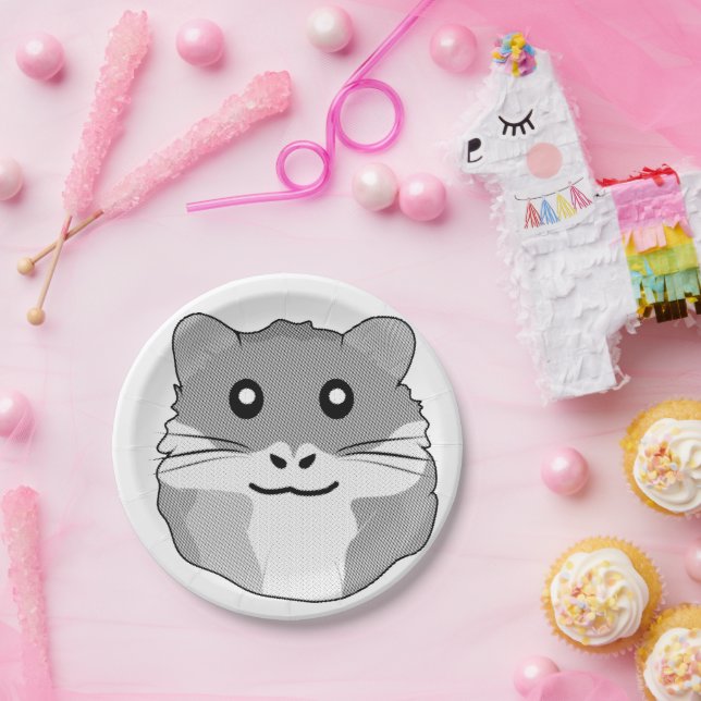 Cheerful Minimalist Hamster Paper Plate (Party)