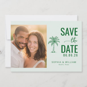Cheerful Mint Green Tropical Photo Save The Date