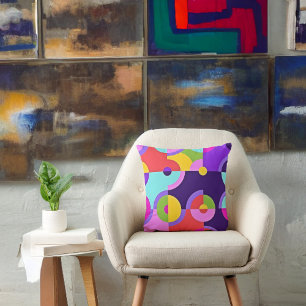 Cheerful Modern Circles in Pink Blue and Green Cushion