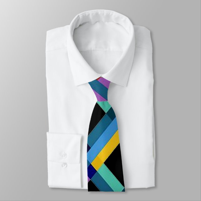 Cheerful Modern Geometric Men’s Neck Tie (Tied)