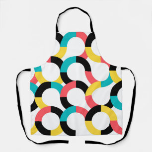 Cheerful, modern trendy circular geometric pattern apron