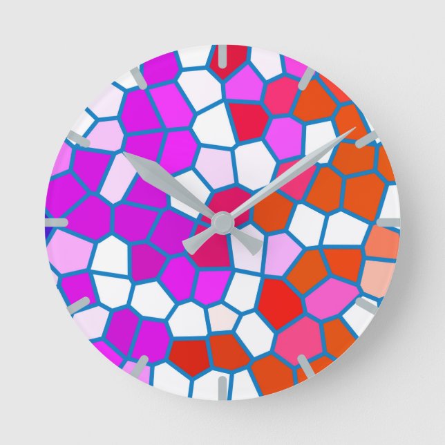 Cheerful Multicolored Pattern Round Clock (Front)