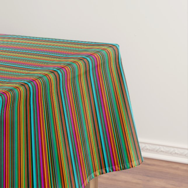 Cheerful Multicolored Stripe Pattern Tablecloth (In Situ)