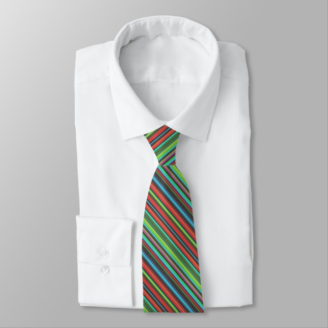 Cheerful Multicolored Stripe Pattern Tie (Tied)