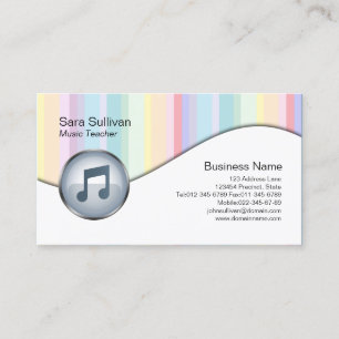 Cheerful Music Teacher Business Card Pastel Stripe