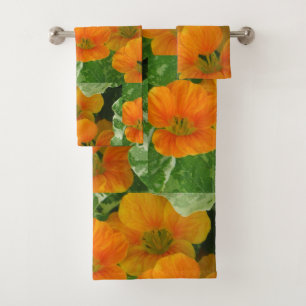 Cheerful Nasturtium Blossoms Bath Towel Set
