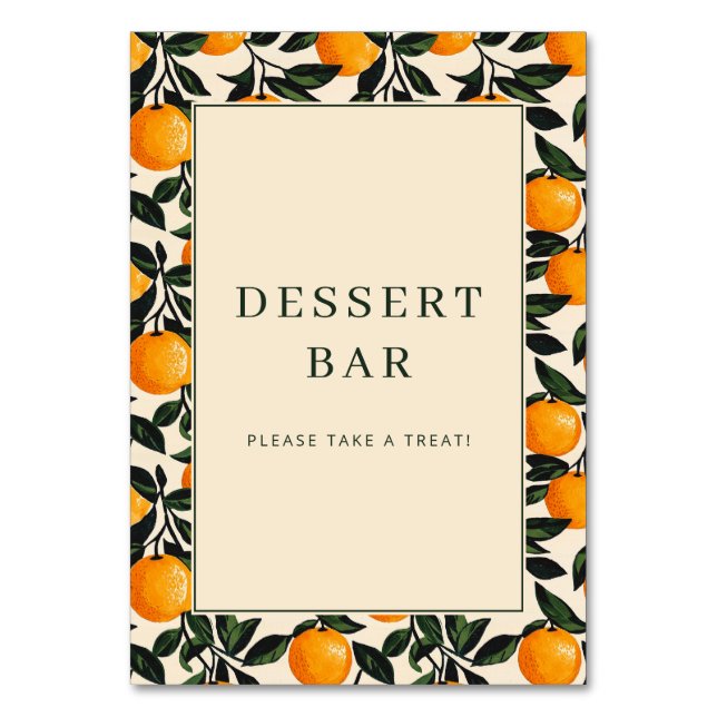 Cheerful Orange Citrus Border Table Number (Front)