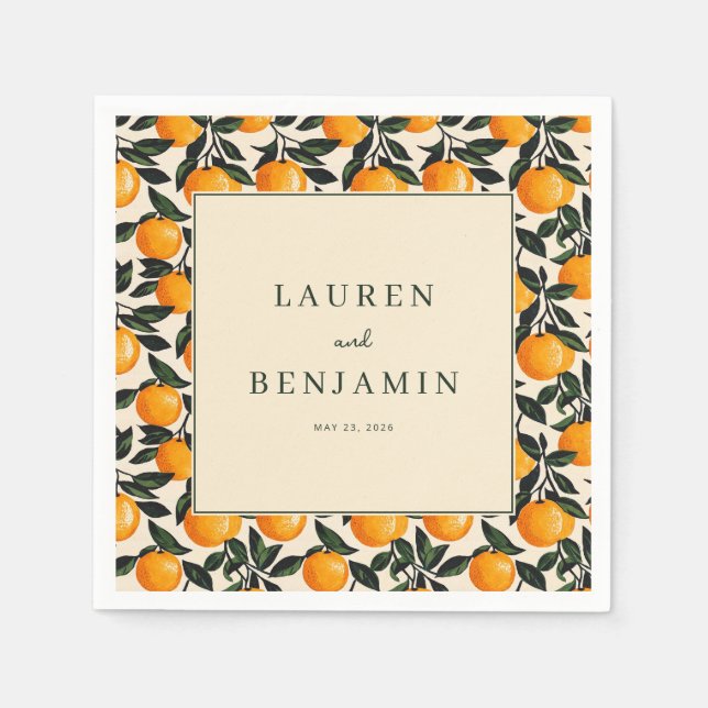 Cheerful Orange Citrus Fruit Napkin (Front)