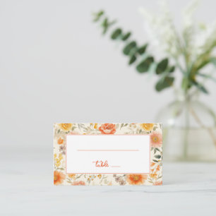 Cheerful Orange Vintage Floral Place Card