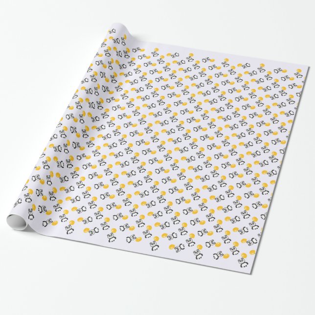 Cheerful Panda Wrapping Paper (Unrolled)