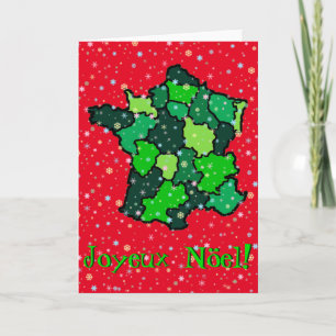 Cheerful Pastel Snowflakes and Map of France Holiday Card