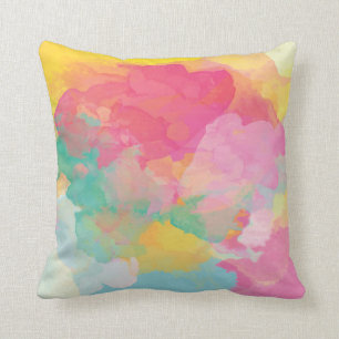 Cheerful Pastel Watercolor Abstract Throw Pillow