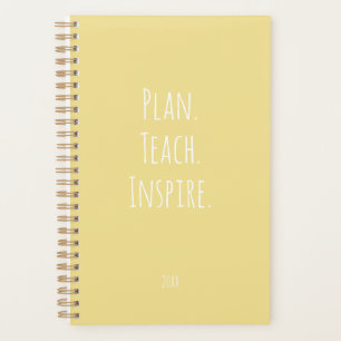 Cheerful Pastel Yellow Motivational Script Teacher Planner