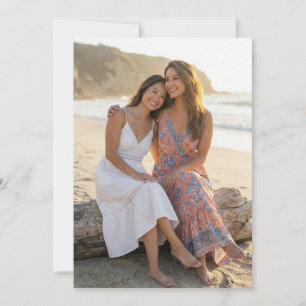 Cheerful Peach Floral Photo Invitation