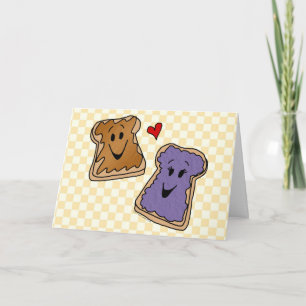 Cheerful Peanut Butter and Jelly Cartoon Friends Card