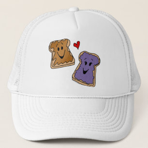 Cheerful Peanut Butter and Jelly Cartoon Friends Trucker Hat