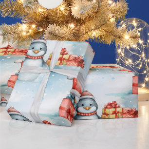 Cheerful penguin gift wrap