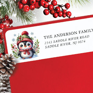 Cheerful Penguin Return Address Label