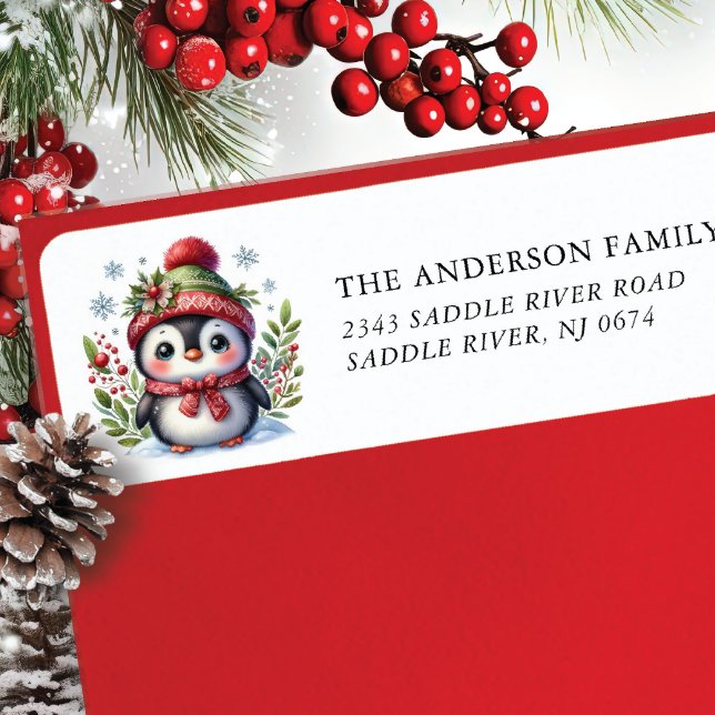 Cheerful Penguin Return Address Label (Creator Uploaded)