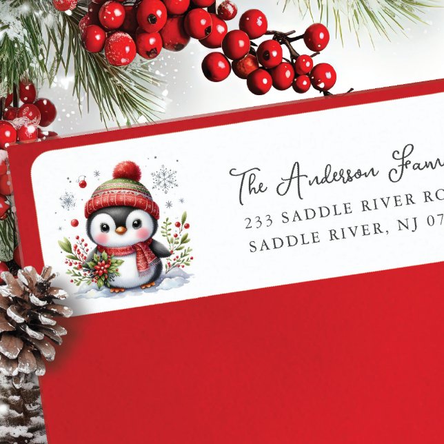 Cheerful Penguin Return Address Label (Creator Uploaded)