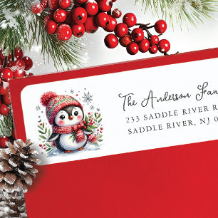 Cheerful Penguin Return Address Label