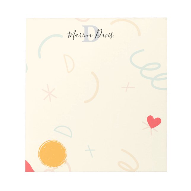 Cheerful Personalized Monogram Notepad (Front)