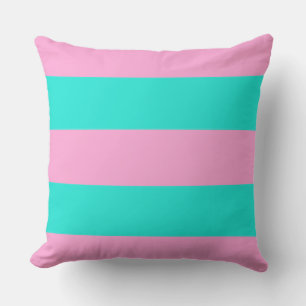 Cheerful Pink and Mint Green Stripes Cushion