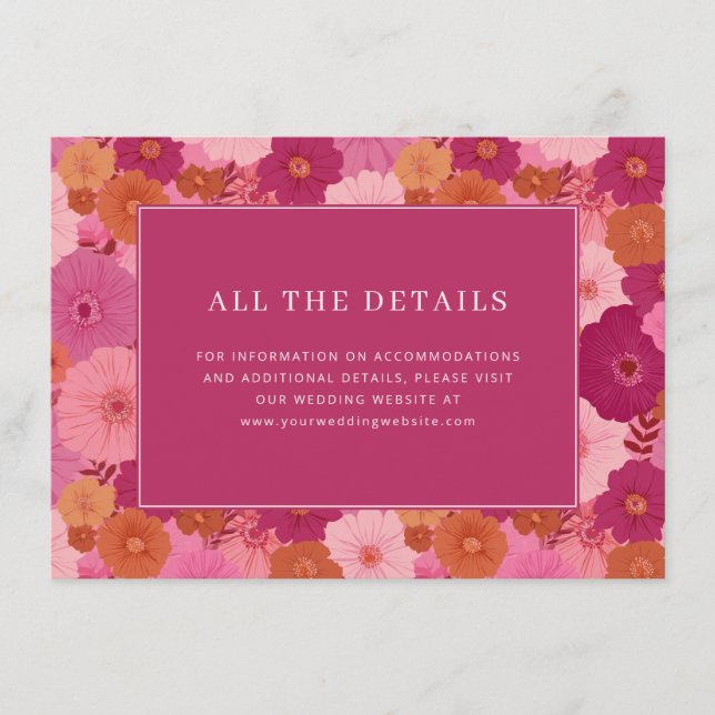 Cheerful Pink Floral Enclosure Card (Front)