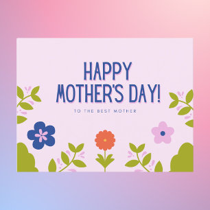 Cheerful Pink Floral Happy Mother’s Day Postcard