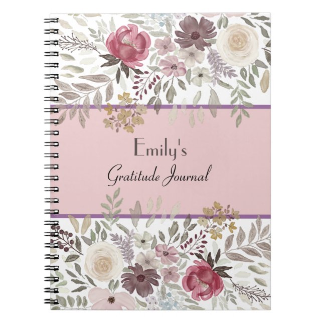 Cheerful Pink Floral Prayer, Praise and Gratitude Notebook (Front)