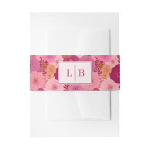 Cheerful Pink Floral Tapestry Invitation Belly Band
