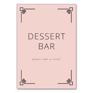 Cheerful Pink Minimalist Dessert Bar Sign Table Number
