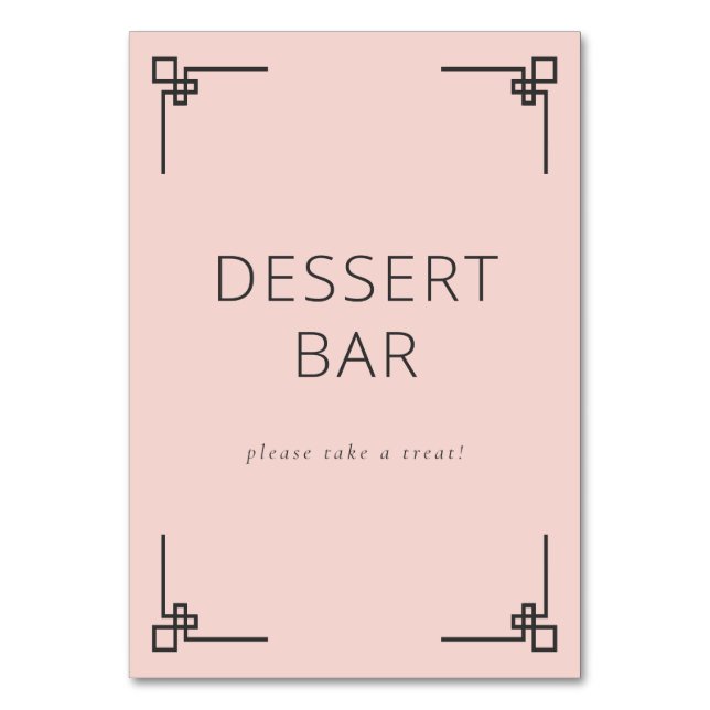 Cheerful Pink Minimalist Dessert Bar Sign Table Number (Front)