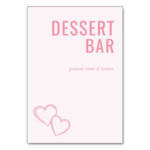 Cheerful Pink Minimalist Dessert Bar Sign Table Number