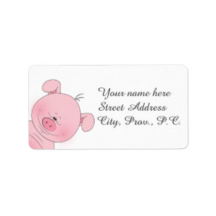 Cheerful Pink Pig Cartoon Address Label