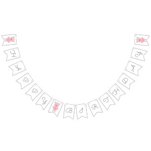 Cheerful Pink Pig Cartoon Bunting