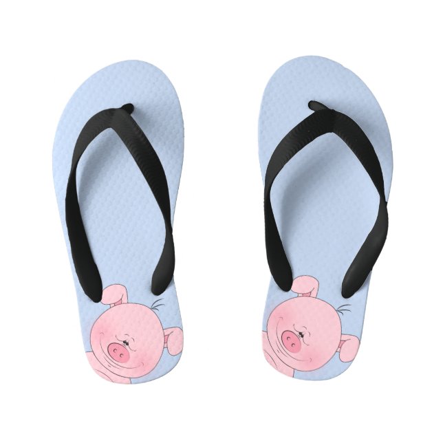 Cheerful Pink Pig Cartoon Kid's Thongs (Footbed)
