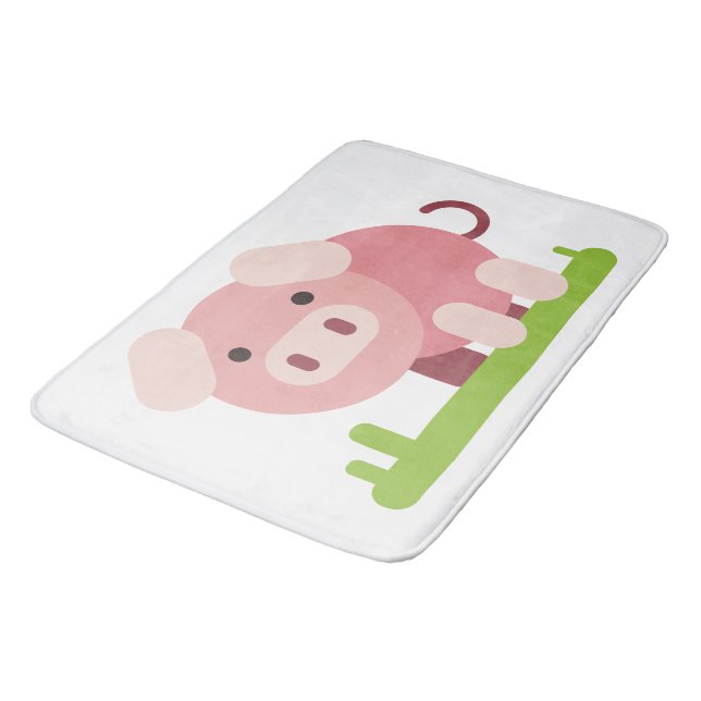 Cheerful Pink Piglet Bath Mat (Angled)
