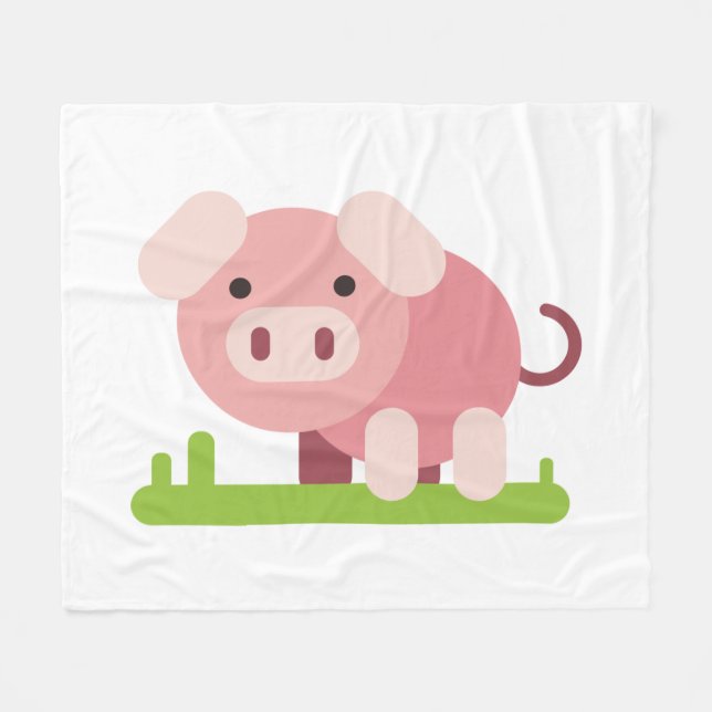Cheerful Pink Piglet Fleece Blanket (Front (Horizontal))