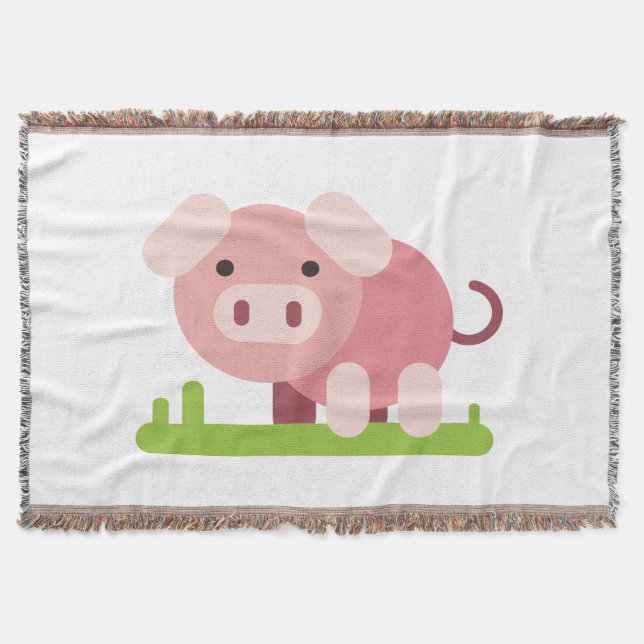 Cheerful Pink Piglet Throw Blanket (Front)
