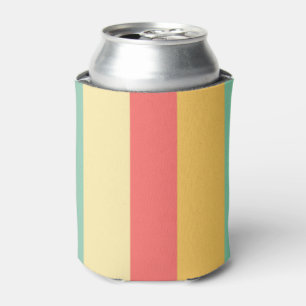 Cheerful Pink Yellow Green Blue Stripes Can Cooler