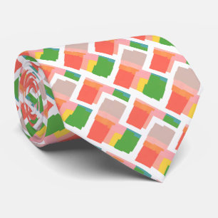 Cheerful Pink Yellow Green Orange Salmon Coral Acc Tie