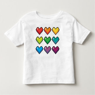 Cheerful Pixel Rainbow Hearts - Novelty T-Shirt