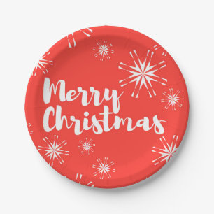 Cheerful, playful design of Merry Christmas Paper Plate