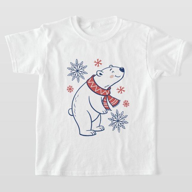 Cheerful Polar Bear Winter Holiday Design T-Shirt (Laydown)