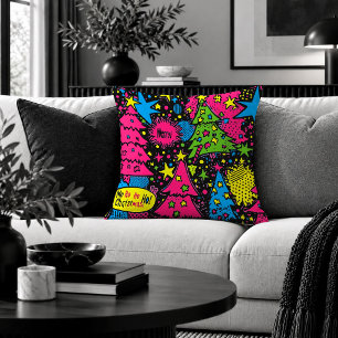 Cheerful Pop Art Christmas Tree Decorative Pillow
