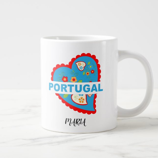 Cheerful Portuguese heart Large Coffee Mug (Right)