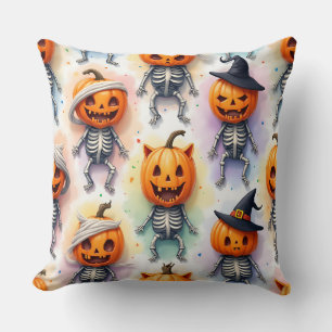 Cheerful Pumpkins, Halloween, by Natasha Us   Cushion