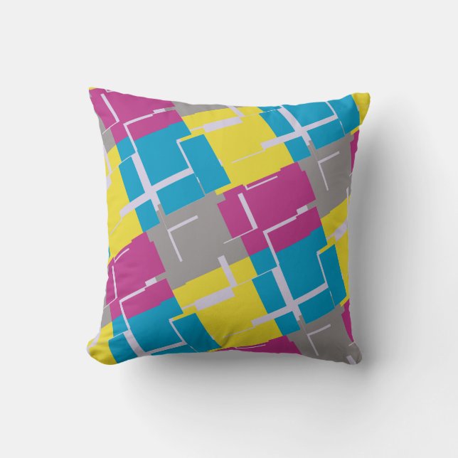 CHEERFUL Purple Blue Yellow Pattern Cushion (Front)