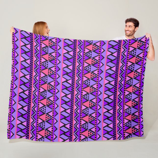 Cheerful Purple Geometrics Fleece Blanket (In Situ)